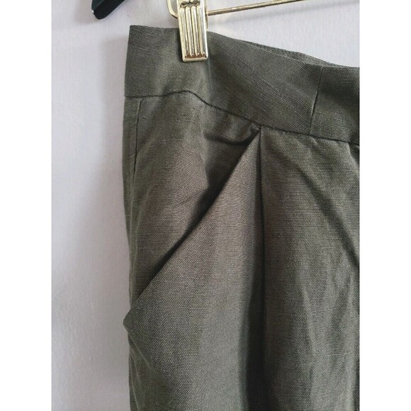 Aritzia Wilfred Linen Pants Women’s 6 Green High Waist Crop Legs Rolled Cuff - Picture 2 of 9